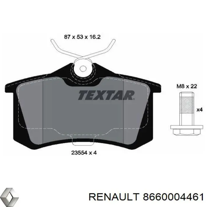 Купить 8660004461 Renault (RVI) Колодки тормозные задние, дисковые