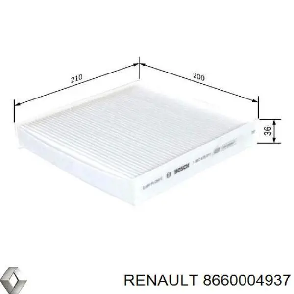 Filtro de habitáculo 8660004937 Renault (RVI)