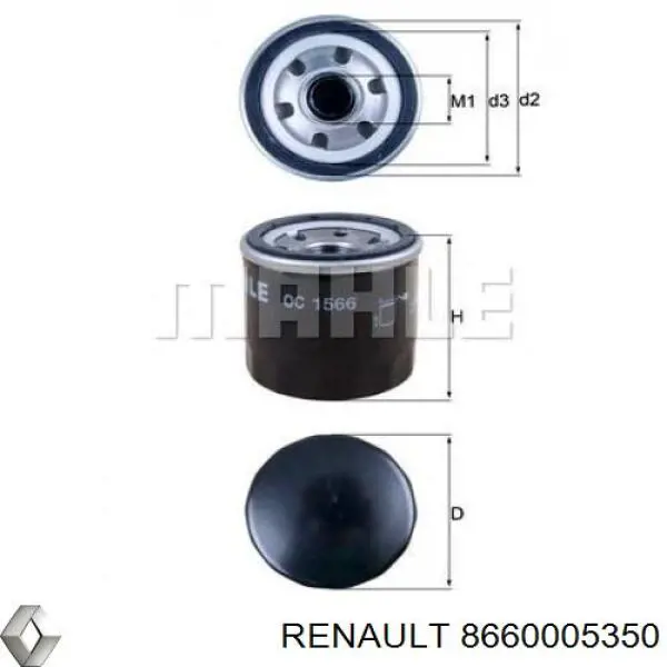 Масляный фильтр 8660005350 Renault (RVI)