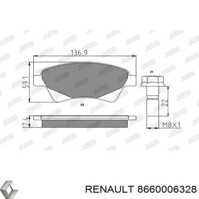 Купить 8660006328 Renault (RVI) Колодки тормозные