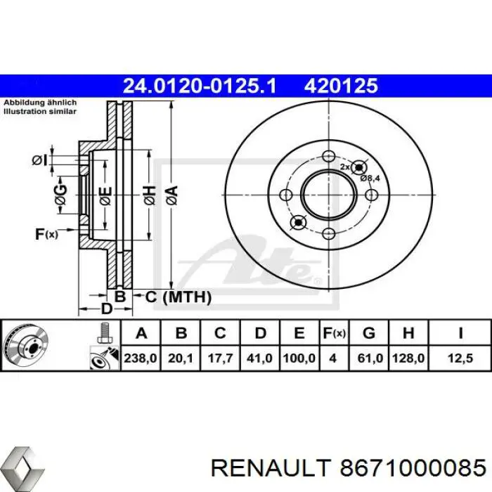 8671000085 Renault (RVI) диск тормозной передний