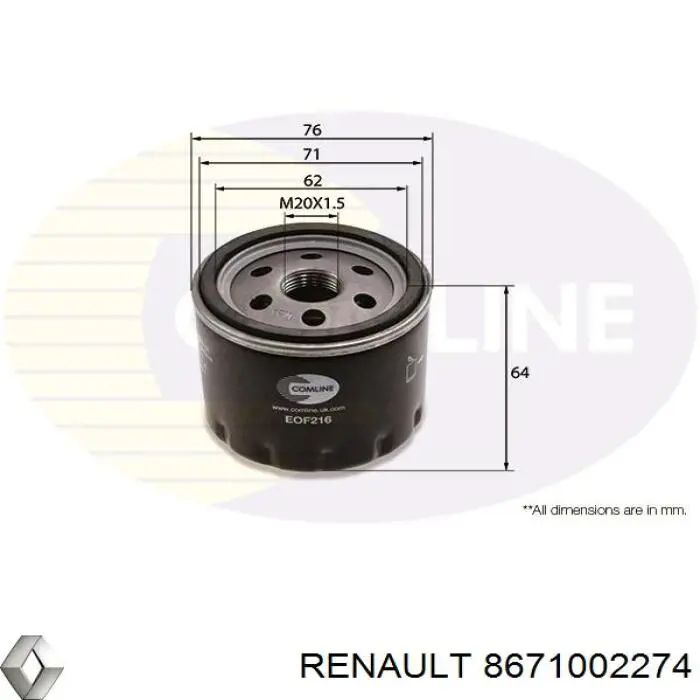Фильтр очистки масла центробежный Renault (RVI) 8671002274 цена, от 6.31 USD