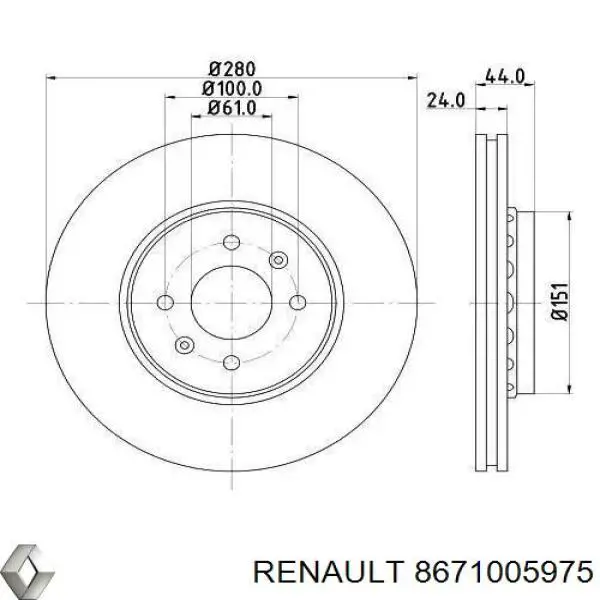 8671005975 Renault (RVI) диск тормозной передний
