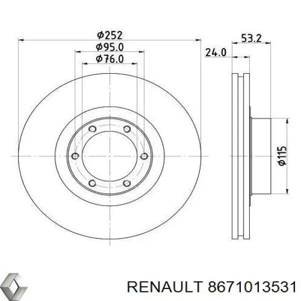 Передние тормозные диски 8671013531 Renault (RVI)