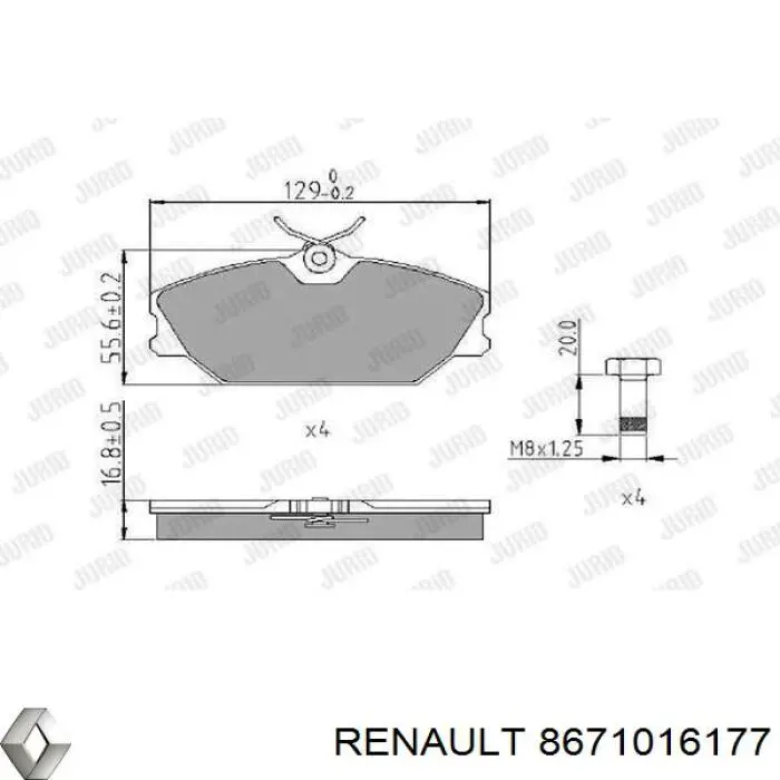 Колодки Renault (RVI) 8671016177 цена, от 17.93 USD