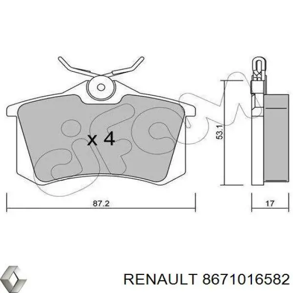 8671016582 Renault (RVI) Колодки тормозные дисковые комплект