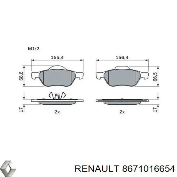 8671016654 Renault (RVI) Колодки передние