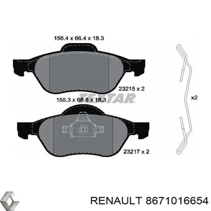 Тормозные колодки Renault (RVI) 8671016654