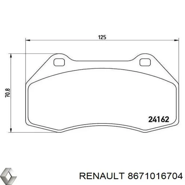 Тормозные колодки Renault (RVI) 8671016704