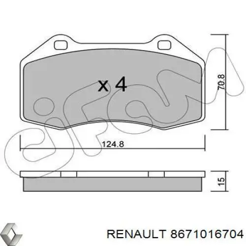 Колодки Renault (RVI) 8671016704 цена, от 42.58 USD