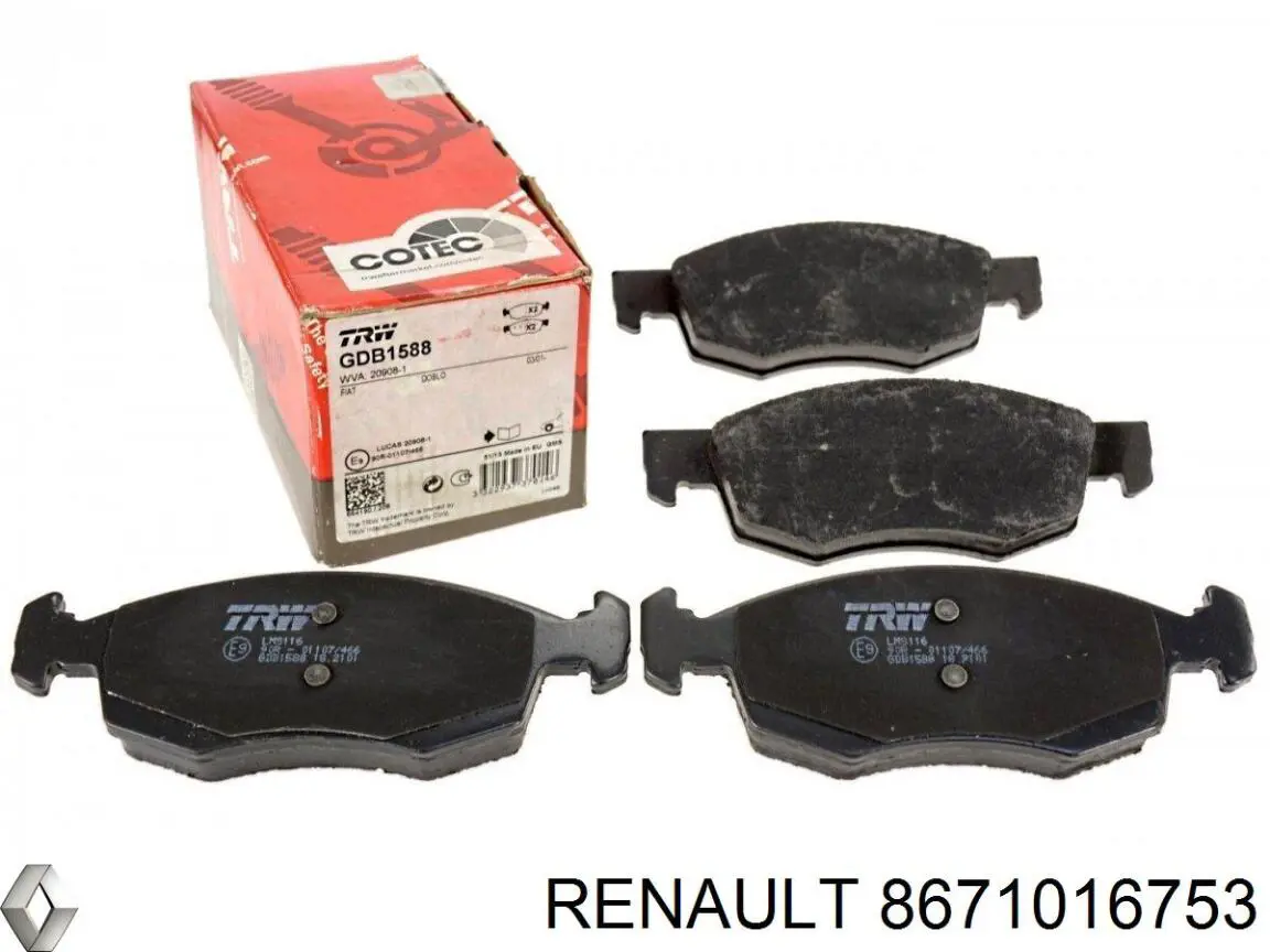 8671016753 Renault (RVI) колодки тормозные передние дисковые