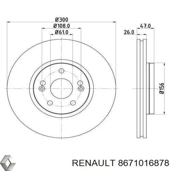 Передние тормозные диски 8671016878 Renault (RVI)