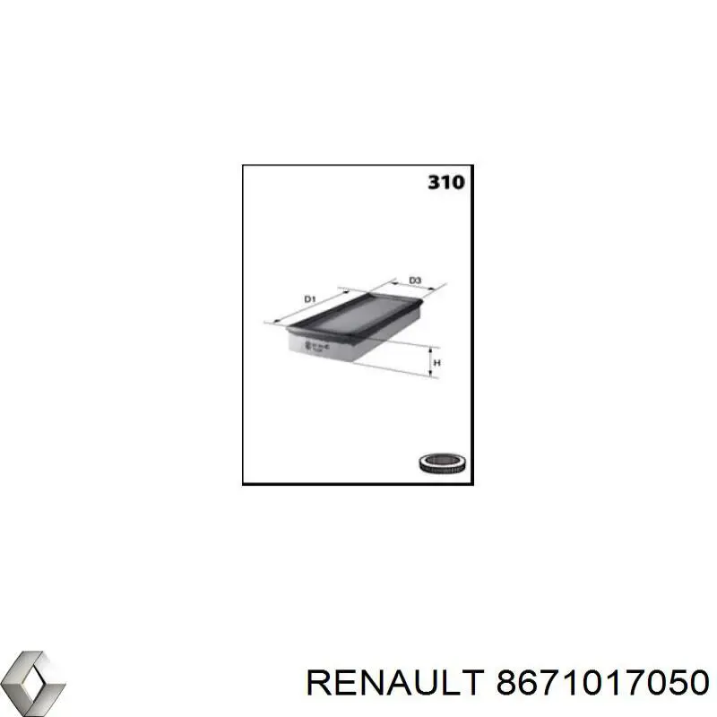 Воздушный фильтр 8671017050 Renault (RVI)