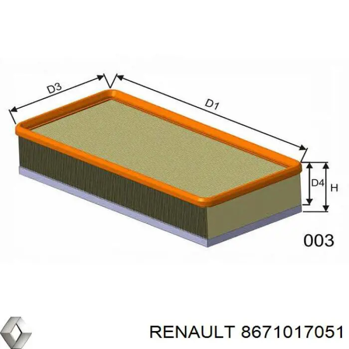 Купить 8671017051 Renault (RVI) Автомобильный фильтр воздуха