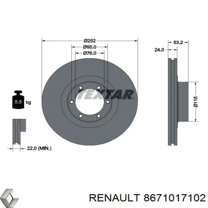 Тормоз дисковый передний Renault (RVI) 8671017102 цена, от 55.58 USD