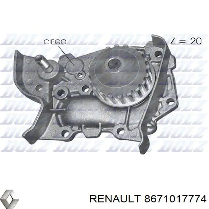 Помпа охлаждения Renault (RVI) 8671017774 цена, от 23.56 USD