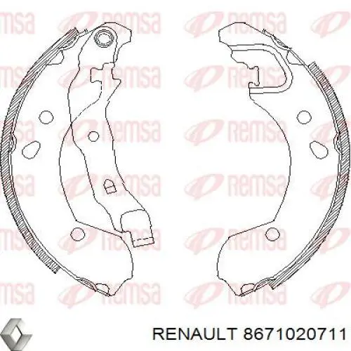 Задние барабанные колодки 8671020711 Renault (RVI)