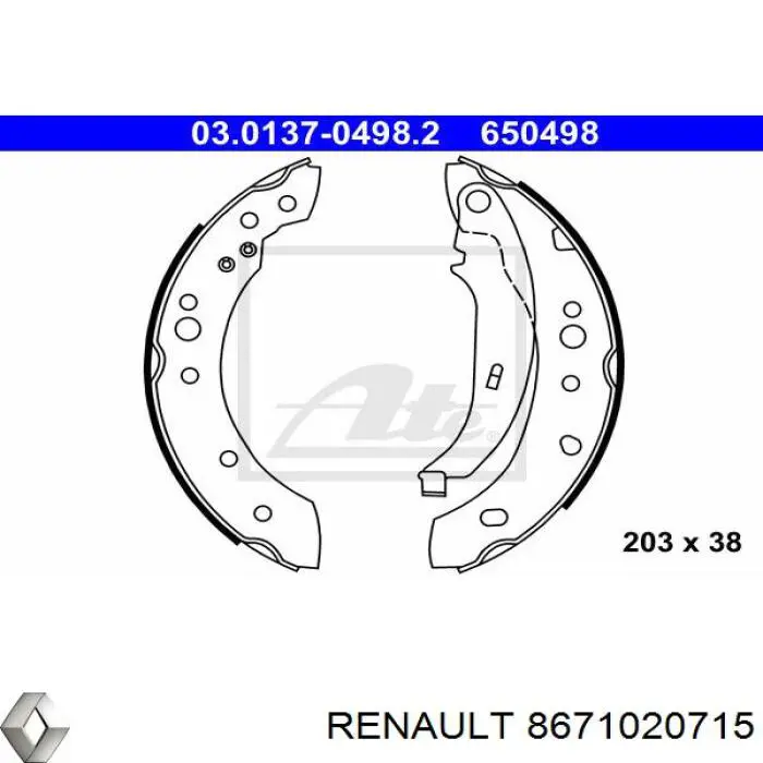 Задние барабанные колодки 8671020715 Renault (RVI)