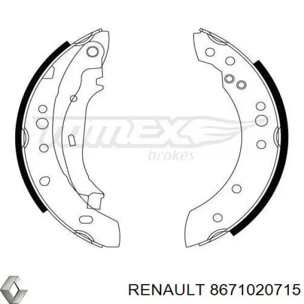 Купить 8671020715 Renault (RVI) Задние барабанные тормозные колодки