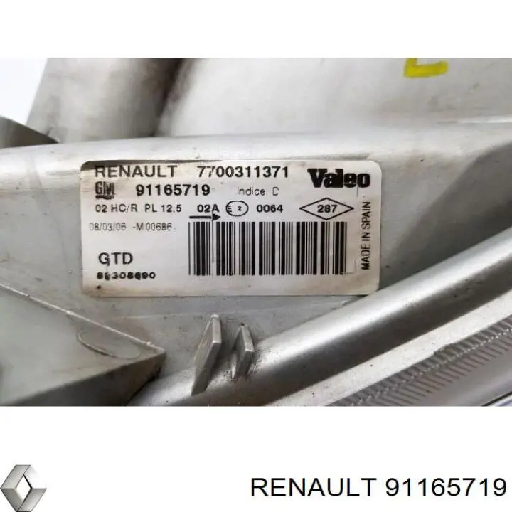 Левая фара 91165719 Renault (RVI)