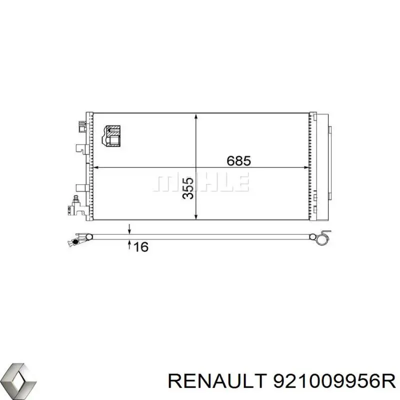 Радиатор кондиционера 921009956R Renault (RVI)