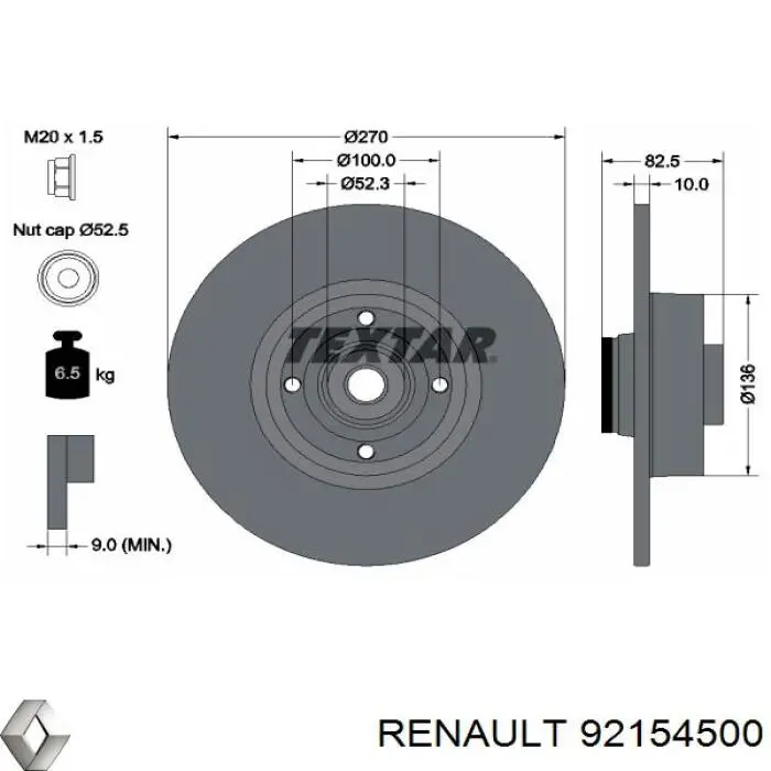 92154500 Renault (RVI) тормозные диски