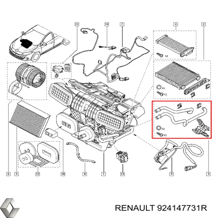Купить 9223100Q0D Renault (RVI) Шланг радиатора отопителя/печки, сдвоенный