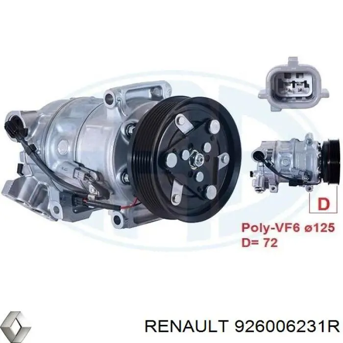 Компрессор системы кондиционирования Renault (RVI) 926006231R цена, от 270.76 USD