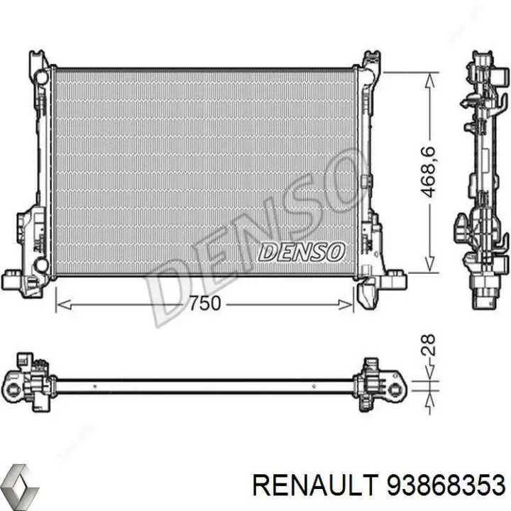 93868353 Renault (RVI) радиатор