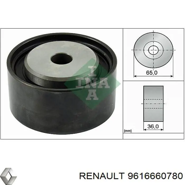 9616660780 Renault (RVI) ролик ремня грм паразитный