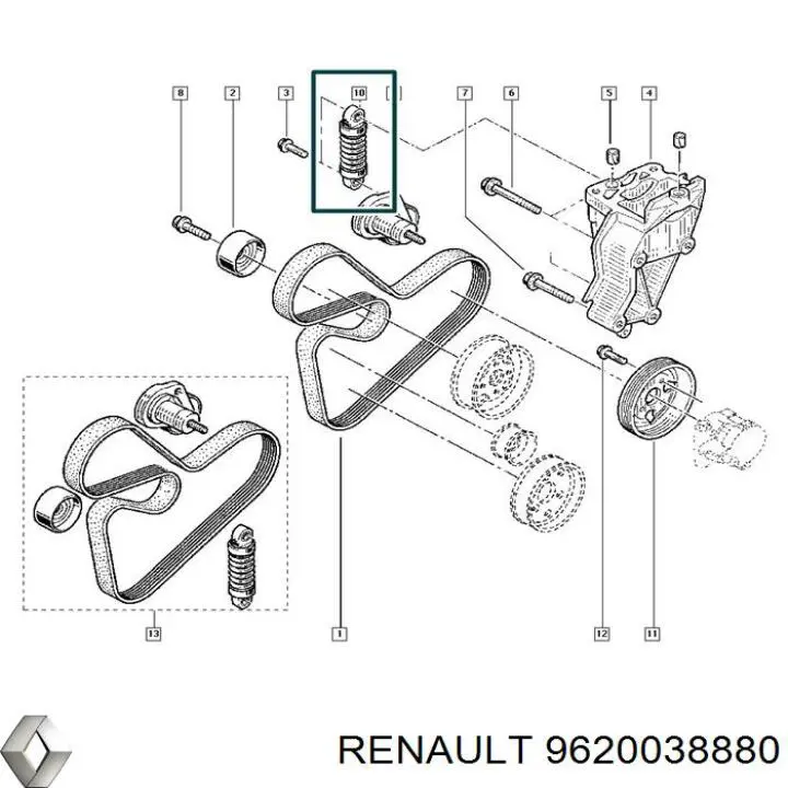 Роликовий модуль натяжителя ремня Renault (RVI) 9620038880 цена, от 42.52 USD