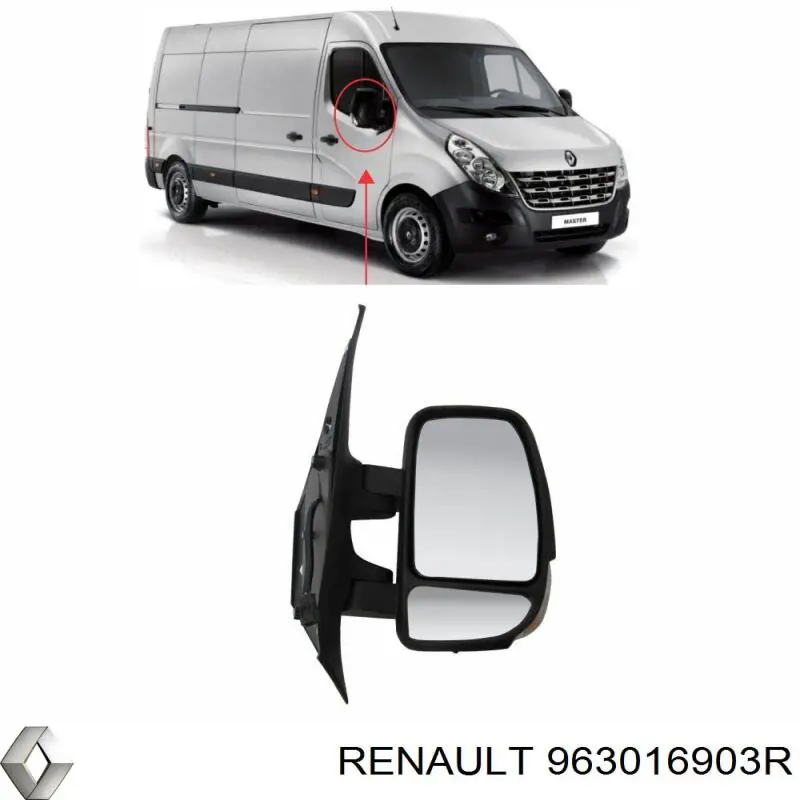Наружное зеркало правое Renault (RVI) 963016903R цена, от 103.72 USD