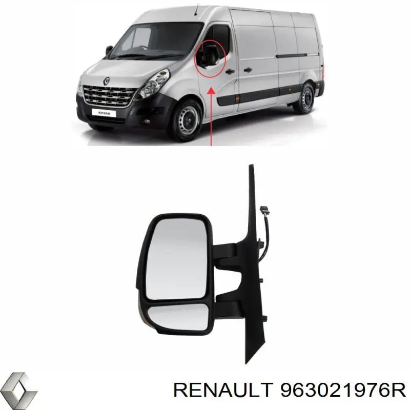 Зеркало заднего вида, левое Renault (RVI) 963021976R цена, от 160.37 USD