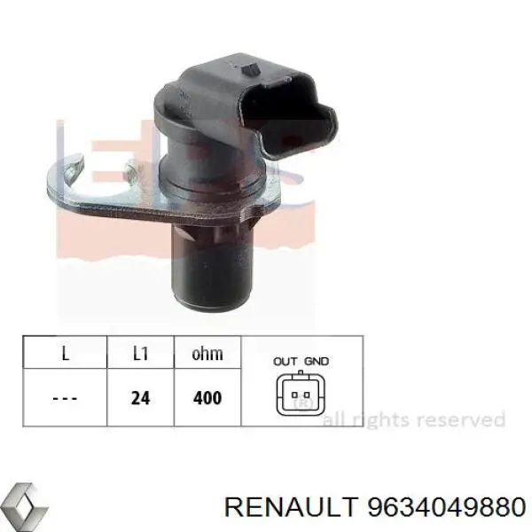 Sensor de posición del cigüeñal 9634049880 Renault (RVI)