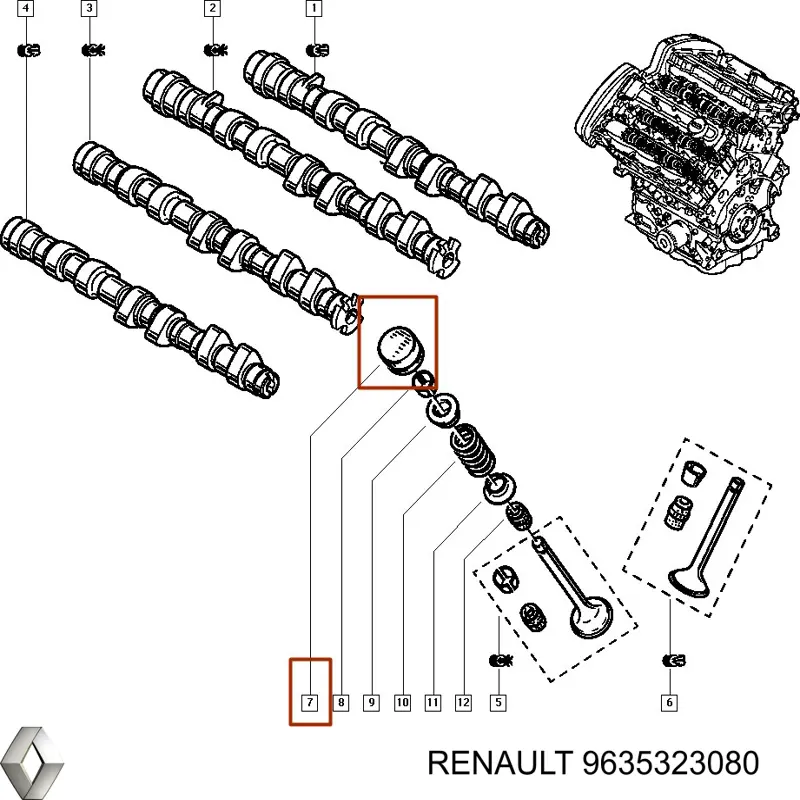 9635323080 Renault (RVI) гидрокомпенсатор (гидротолкатель, толкатель клапанов)