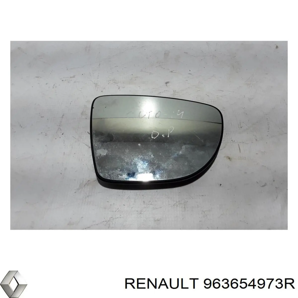 963654973R Renault (RVI) elemento espelhado do espelho de retrovisão direito