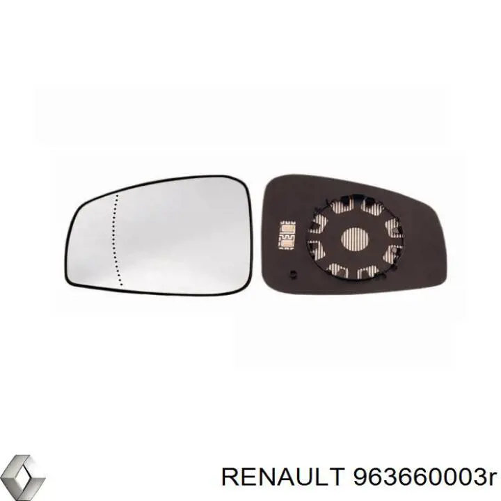 Зеркальный элемент зеркала заднего вида левого Renault (RVI) 963660003R