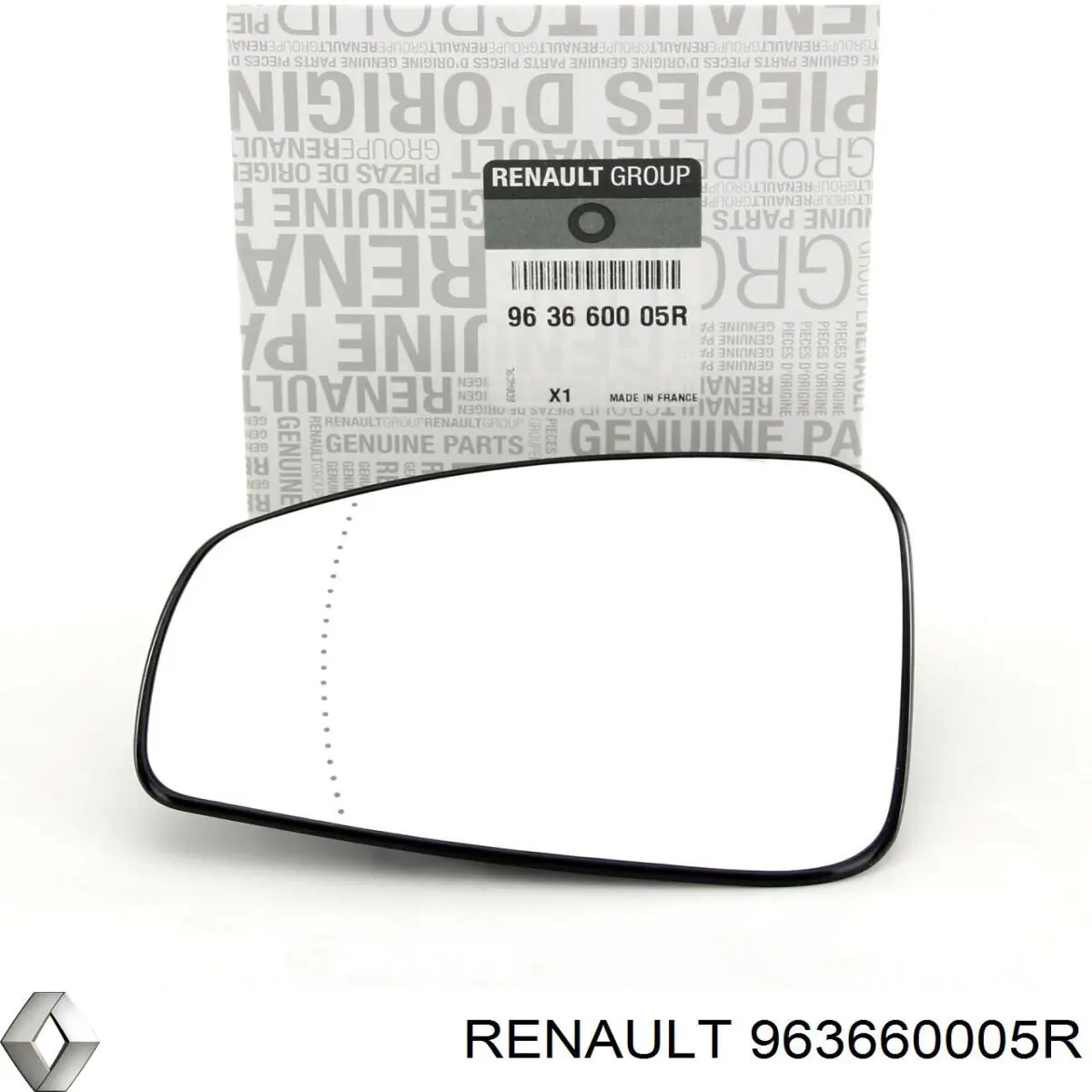 Зеркальный элемент зеркала заднего вида левого Renault (RVI) 963660005R