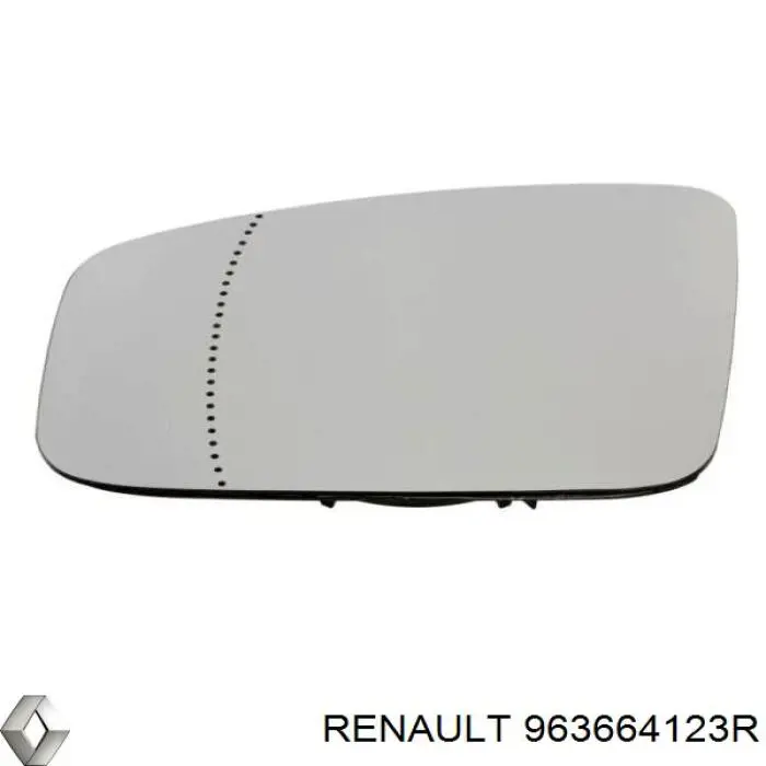 963664123R Renault (RVI) elemento espelhado do espelho de retrovisão esquerdo