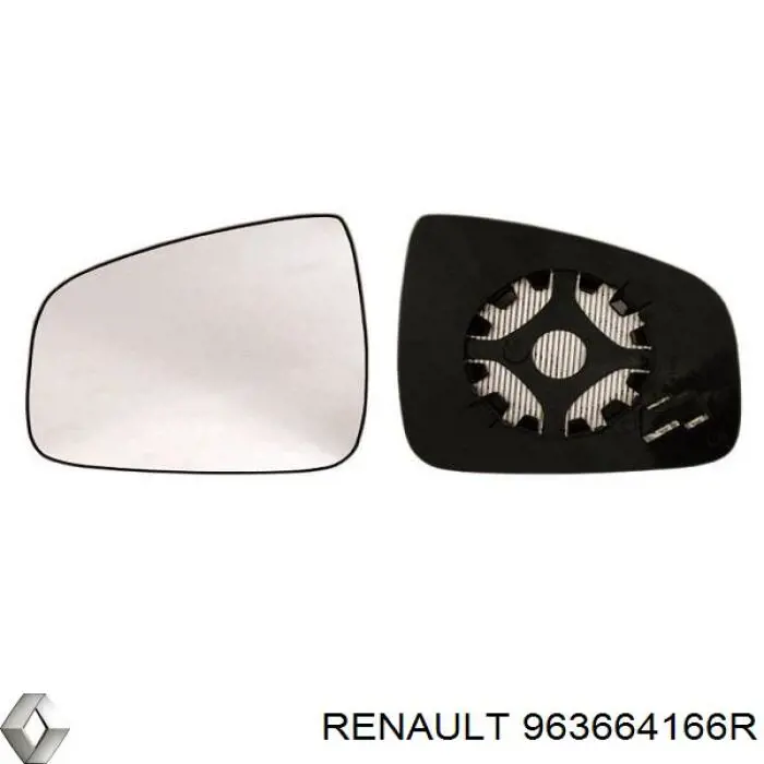 Зеркальный элемент зеркала заднего вида левого 963664166R Renault (RVI)