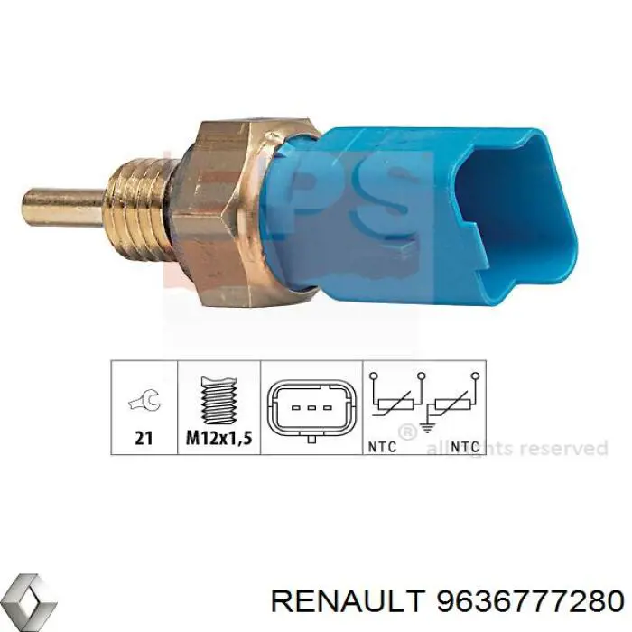 9636777280 Renault (RVI) датчик температуры охлаждающей жидкости