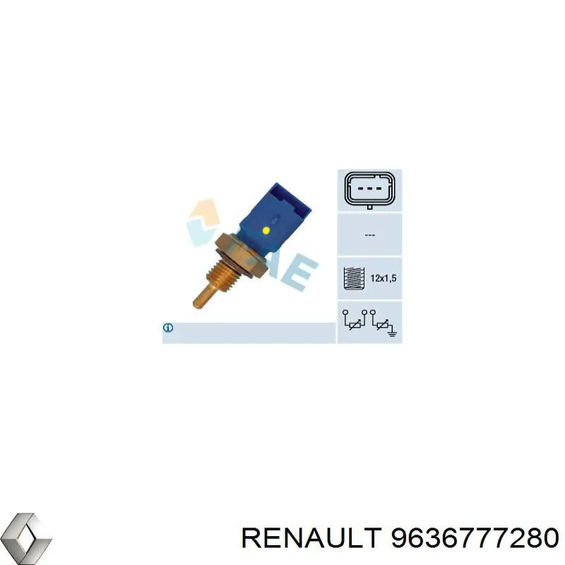 Купить 9636777280 Renault (RVI) Термодатчик охлаждающей жидкости