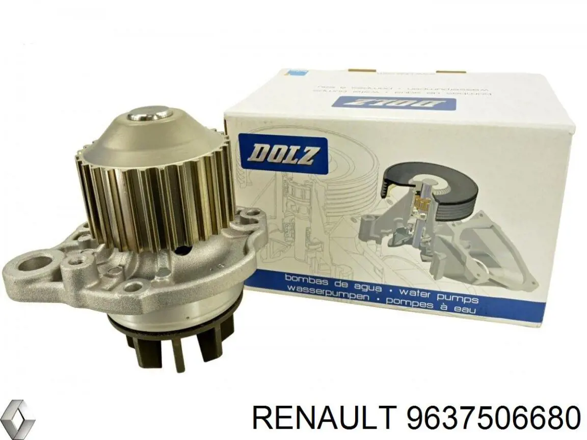 Помпа охлаждения Renault (RVI) 9637506680 цена, от 46.32 USD