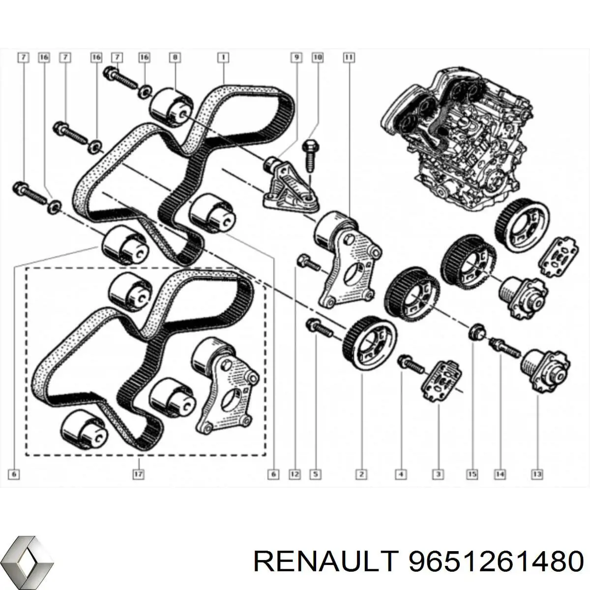 Паразитный ролик ГРМ 9651261480 Renault (RVI)