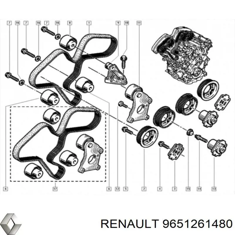 9651261480 Renault (RVI) ролик ремня грм паразитный