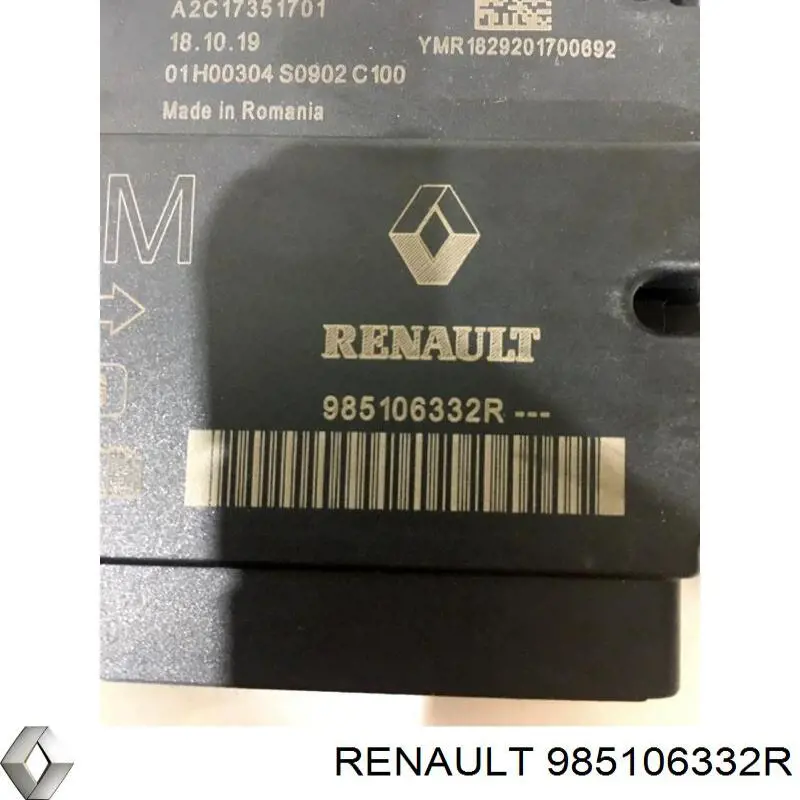 985106332R Renault (RVI) módulo processador de controlo da bolsa de ar (centralina eletrônica airbag)