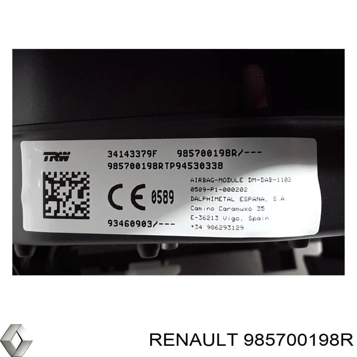 Airbag в мультируль Renault (RVI) 985700198R цена, от 71.87 USD