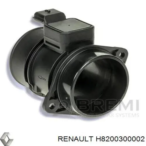 H8200300002 Renault (RVI) sensor de fluxo (consumo de ar, medidor de consumo M.A.F. - (Mass Airflow))
