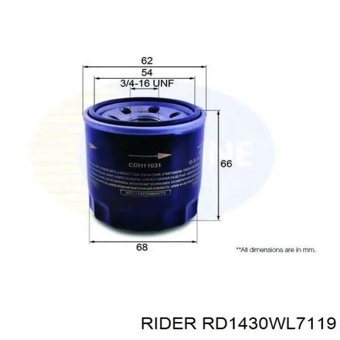 RD1430WL7119 Rider Масляный фильтр двигателя