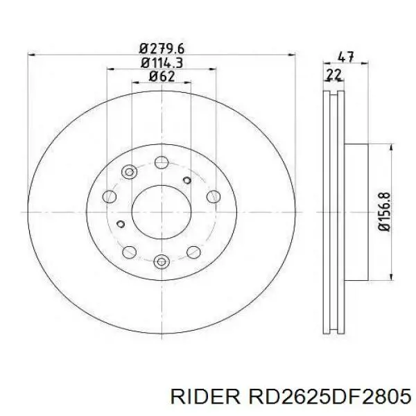 Задний тормозной диск Rider RD2625DF2805 цена, от 15.14 USD